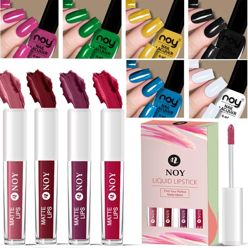 Noy Nail Paint Liquid Lipstick In Stunning Colors Nail Paint Combo For Smooth Application Beauty Perfection - Image 1