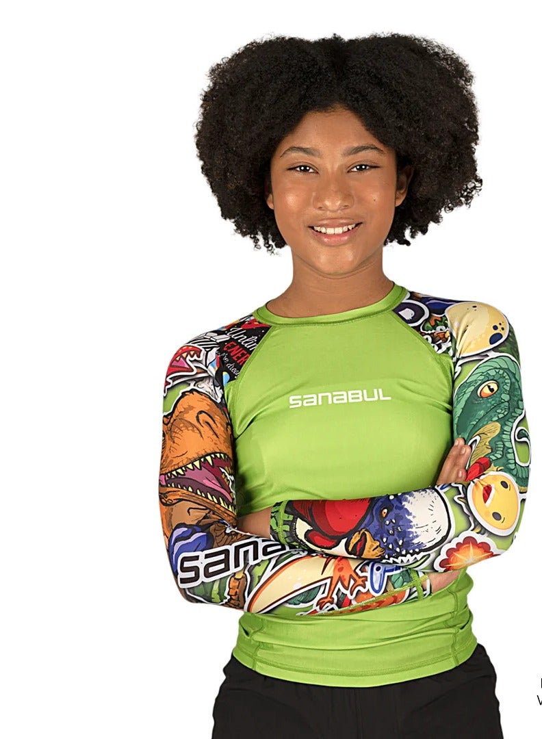 Sanabul  SB KIDS RASH GUARD DINO JUNGLE GREEN X LARGE - Image 1
