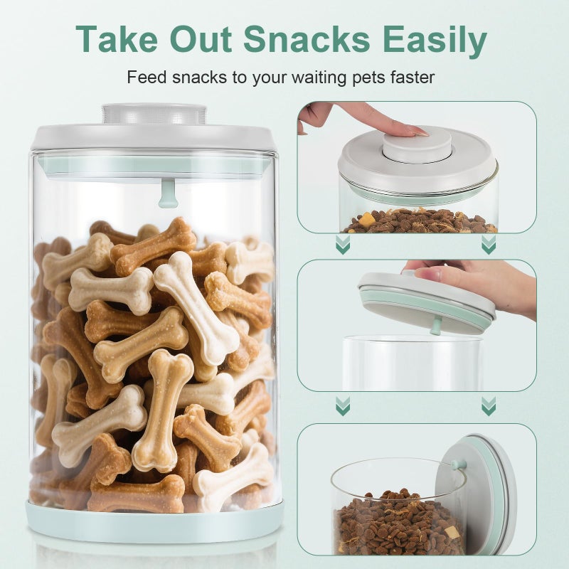 Aloxina Dog Treat Container Airtight Jar 2.2Qt/2L, Glass Food Jars with One-Touch Lid for Dog or Cat Treats, Kibble, Snacks â€“ Pantry Storage Canister for Kitchen or Countertop (2.2Qt - 2L) - Image 5
