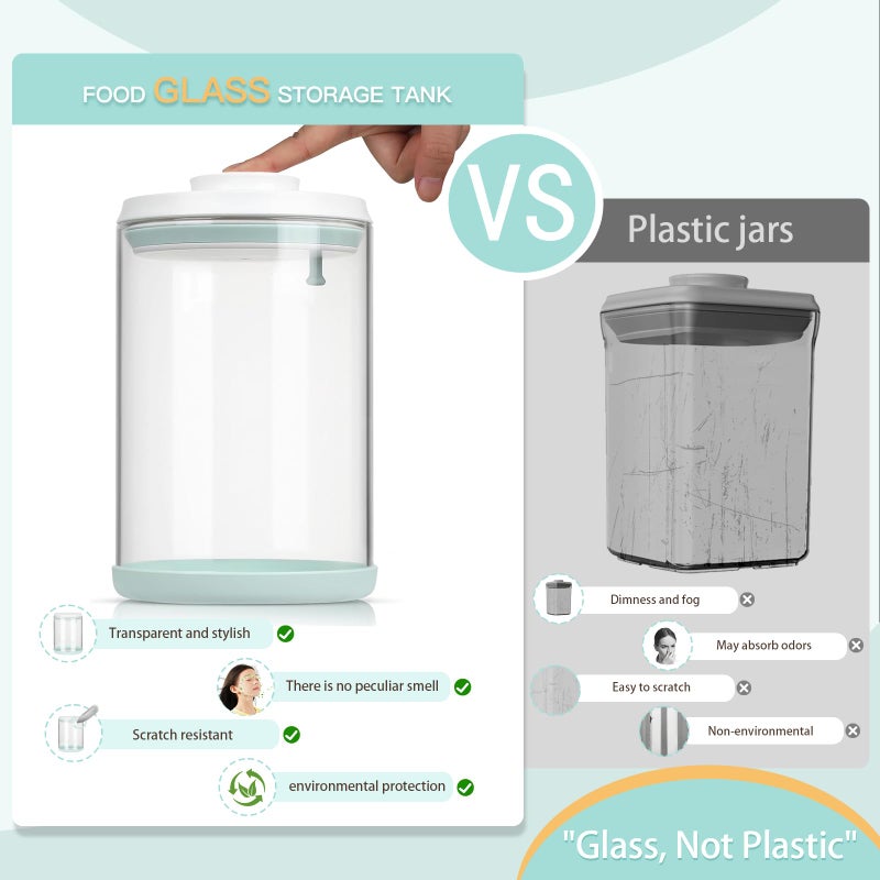 Aloxina Dog Treat Container Airtight Jar 2.2Qt/2L, Glass Food Jars with One-Touch Lid for Dog or Cat Treats, Kibble, Snacks â€“ Pantry Storage Canister for Kitchen or Countertop (2.2Qt - 2L) - Image 2