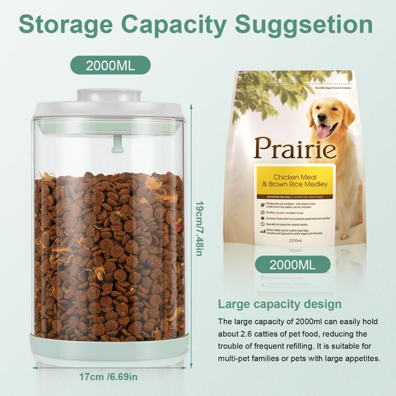 Aloxina Dog Treat Container Airtight Jar 2.2Qt/2L, Glass Food Jars with One-Touch Lid for Dog or Cat Treats, Kibble, Snacks â€“ Pantry Storage Canister for Kitchen or Countertop (2.2Qt - 2L) - Image 4