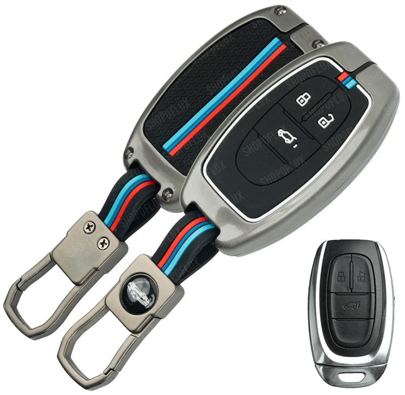 SHOPOFLUX Metal Key Cover Compatible with MG Gloster 3 Button Smart Key (Pack 1) - Image 1