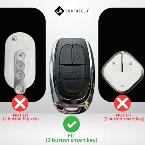 SHOPOFLUX Metal Key Cover Compatible with MG Gloster 3 Button Smart Key (Pack 1) - Image 2