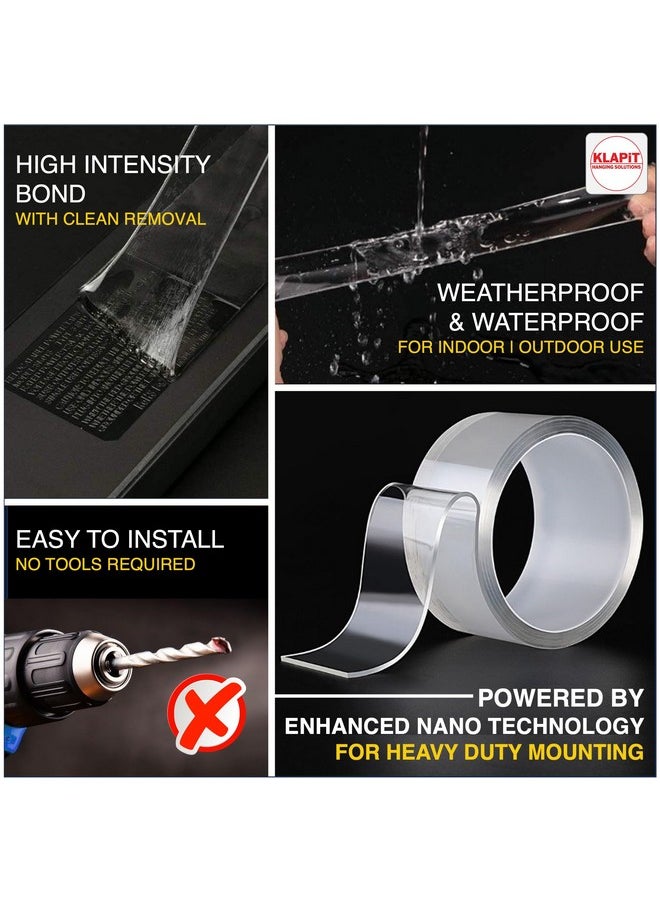 KLAPiT KLAPiT Super Tape Holds 41KG Heavy Duty Double Sided Waterproof Clear Mounting Nano Tape Strong Adhesive Instant Use for Wall, Wood, Tile, Metal, Stone fixing Indoor Outdoor Rough Surfaces Tough3m  - Image 4
