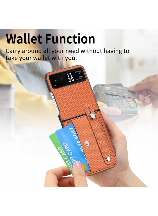 S-TOP Case For Motorola Razr 40 Wristband Kickstand Card Wallet Back Cover Phone Case - Image 5