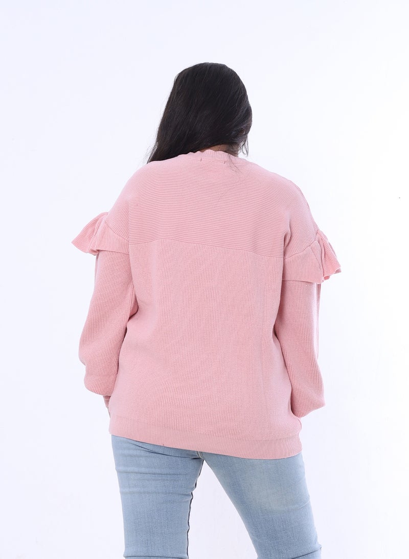 بيبو سترة نسائية سادة بأكمام طويلة_بينك - Image 3