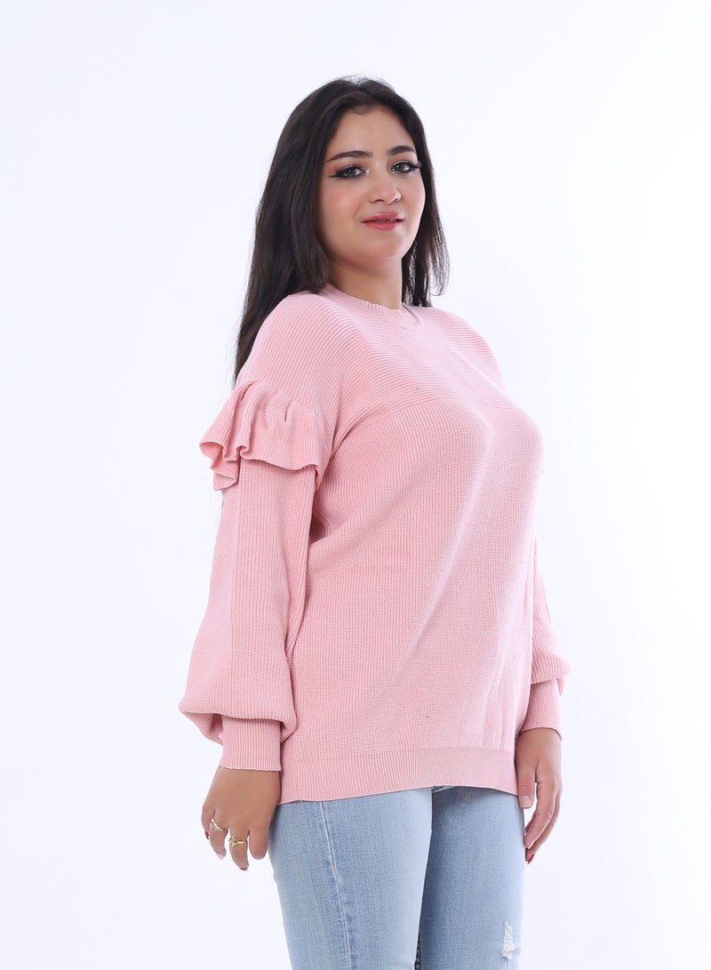 بيبو سترة نسائية سادة بأكمام طويلة_بينك - Image 2