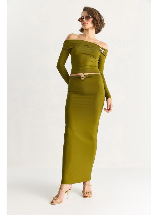 Ginger Off Shoulder Ruched Top & Skirt Coord Set - Image 1