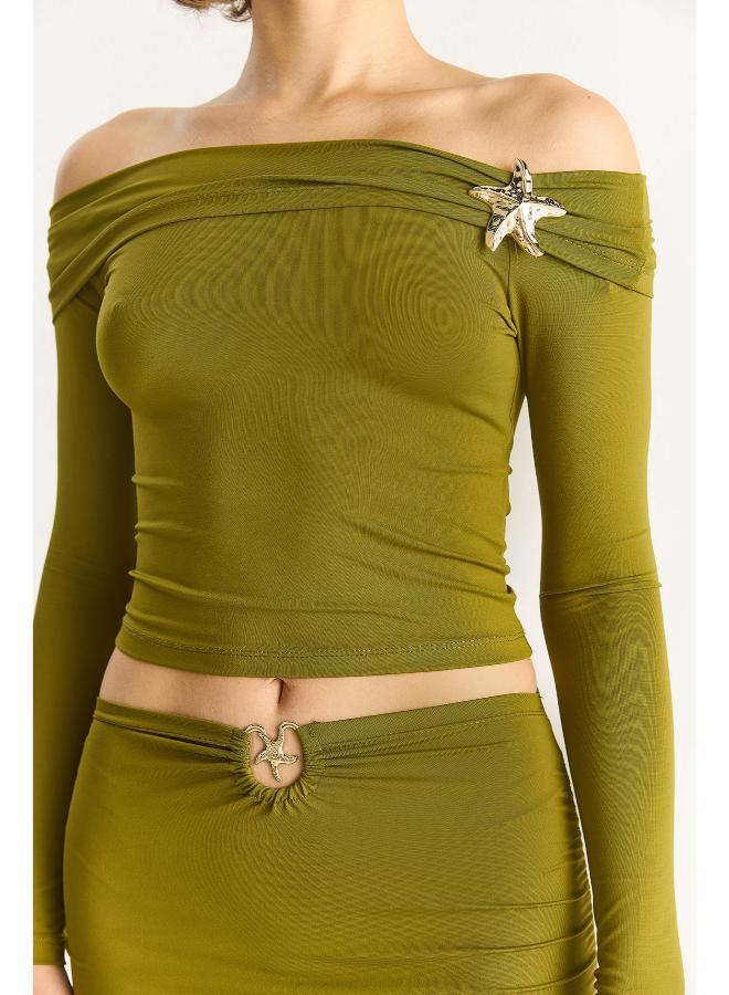 Ginger Off Shoulder Ruched Top & Skirt Coord Set - Image 5