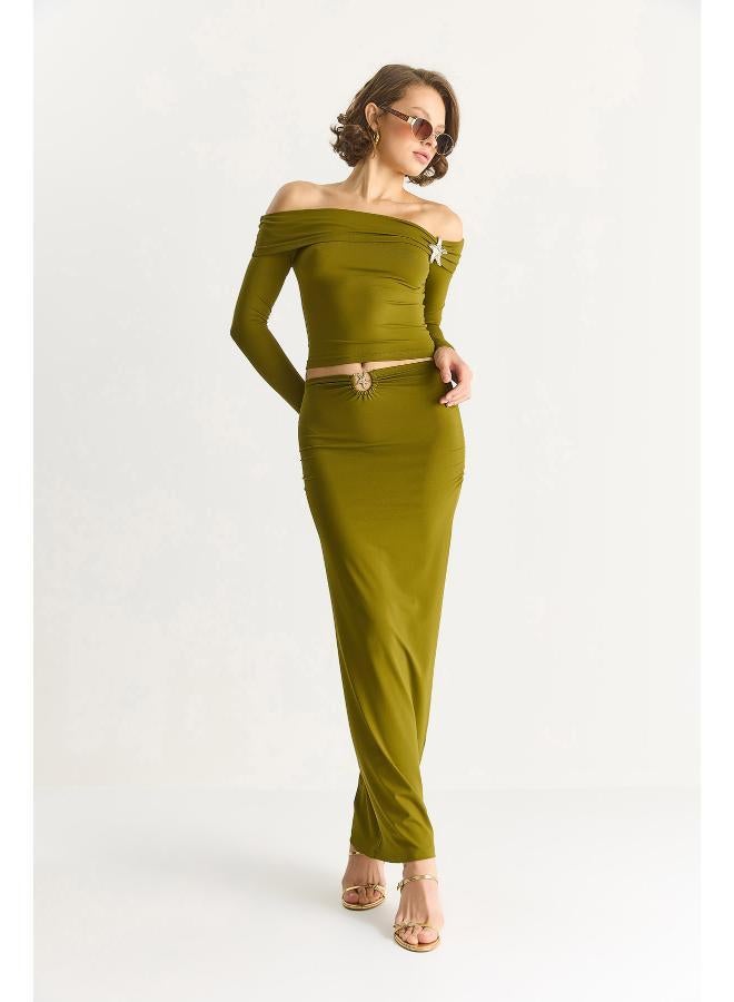 Ginger Off Shoulder Ruched Top & Skirt Coord Set - Image 3