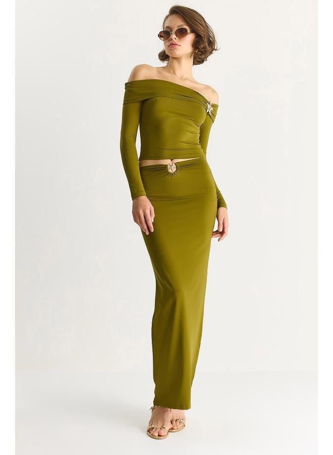 Ginger Off Shoulder Ruched Top & Skirt Coord Set - Image 4