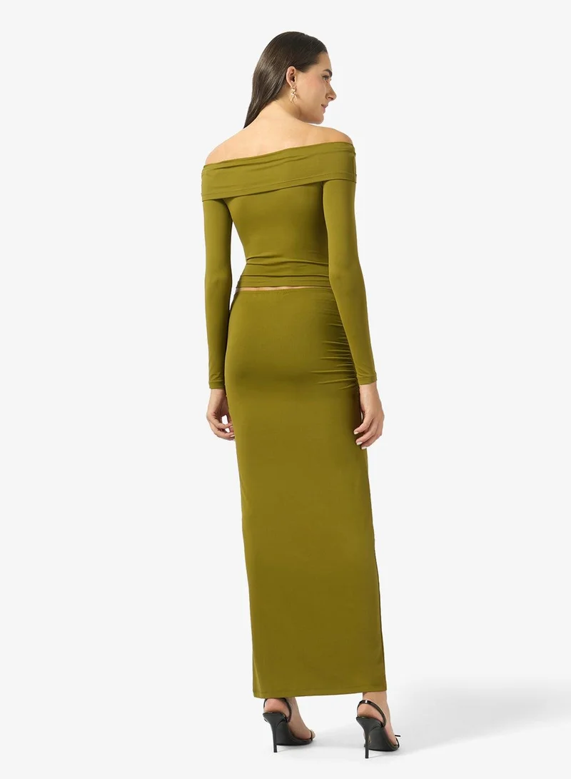 Ginger Off Shoulder Ruched Top & Skirt Coord Set