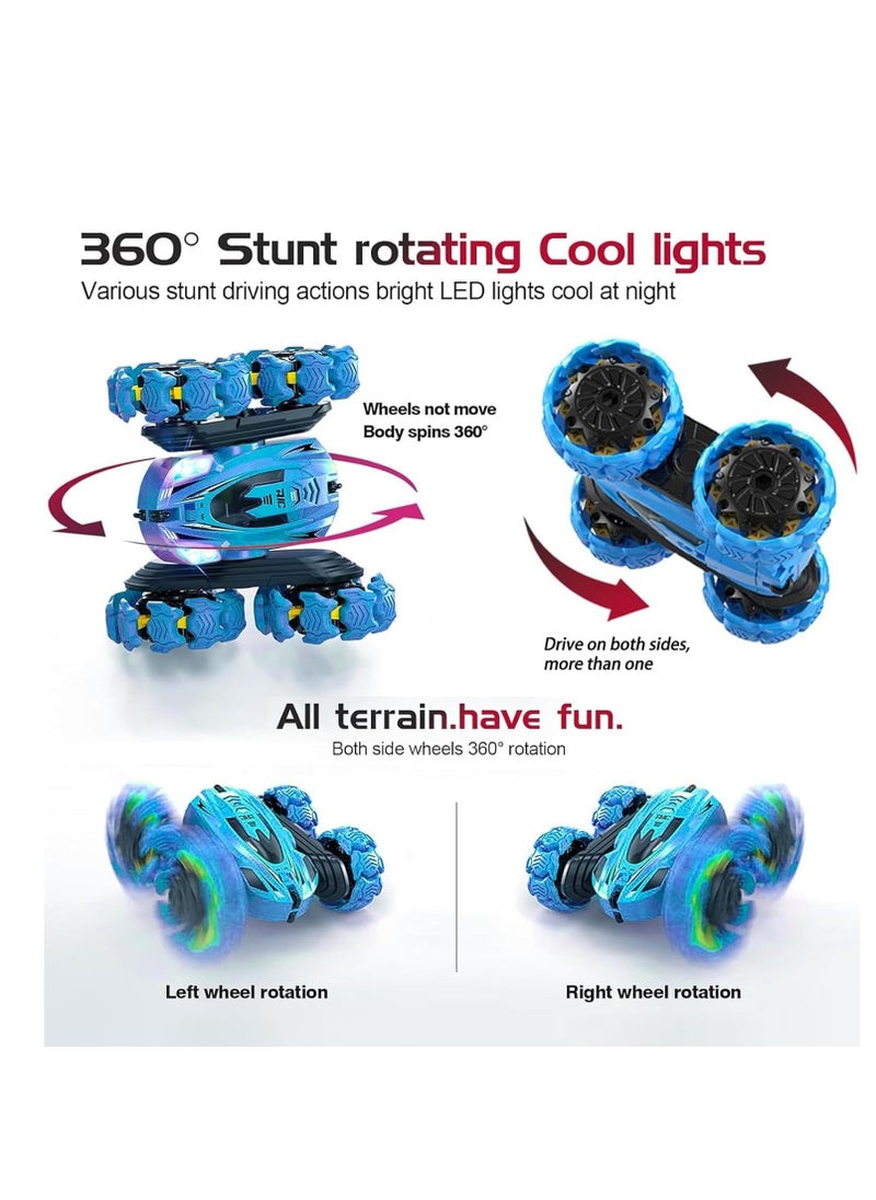 Rightsure - Car Stunt Car Toy Gesture Sensing Remote Control Stunt Car, 360 Degree Flip Double-Sided Rotation Rolling, 2.4GHz Off-Road Remote Control Car Toy is a Gift for Children (Blue) - Image 1