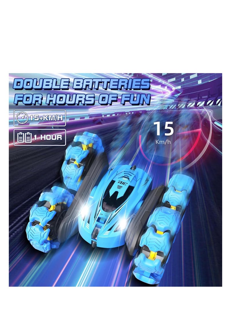 Rightsure - Car Stunt Car Toy Gesture Sensing Remote Control Stunt Car, 360 Degree Flip Double-Sided Rotation Rolling, 2.4GHz Off-Road Remote Control Car Toy is a Gift for Children (Blue) - Image 1