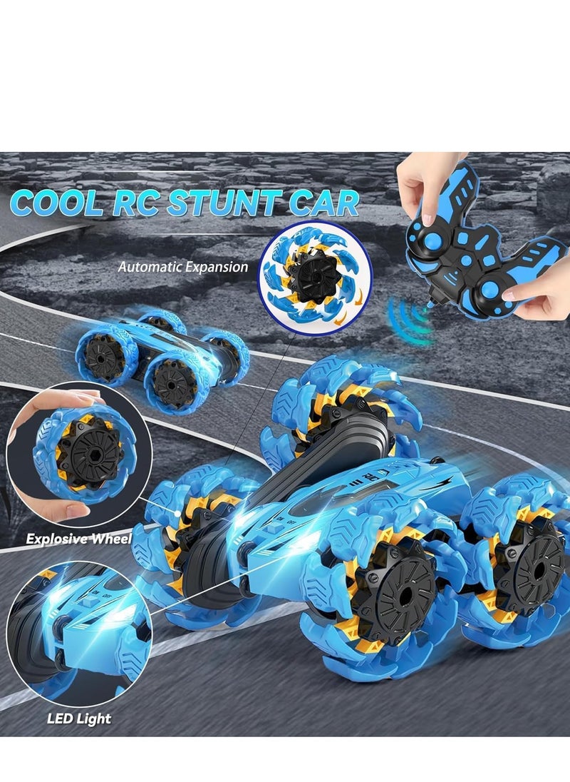 Rightsure - Car Stunt Car Toy Gesture Sensing Remote Control Stunt Car, 360 Degree Flip Double-Sided Rotation Rolling, 2.4GHz Off-Road Remote Control Car Toy is a Gift for Children (Blue) - Image 1