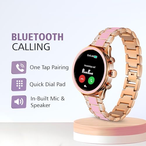 PunnkFunnk GEN 11 Amoled Display Luxury Stainless Steel Smart Watch for Women, Girls with Bluetooth Calling, Voice Assistant & 100+ Sports Modes, 24/7 Heart Rate Tracking (Pink) - Image 3