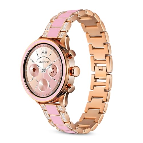 PunnkFunnk GEN 11 Amoled Display Luxury Stainless Steel Smart Watch for Women, Girls with Bluetooth Calling, Voice Assistant & 100+ Sports Modes, 24/7 Heart Rate Tracking (Pink) - Image 1