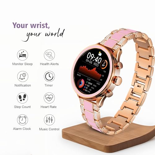 PunnkFunnk GEN 11 Amoled Display Luxury Stainless Steel Smart Watch for Women, Girls with Bluetooth Calling, Voice Assistant & 100+ Sports Modes, 24/7 Heart Rate Tracking (Pink) - Image 5