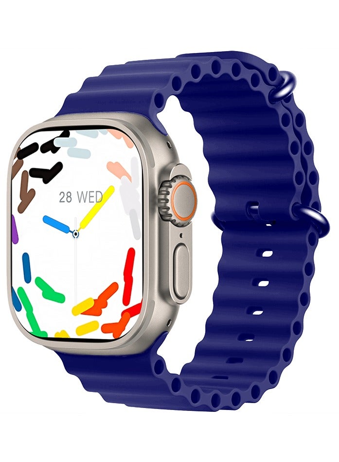 T8000 Smart Watch, BIG INFINITE DISPLAY, Wireless Charging - Dark Blue
