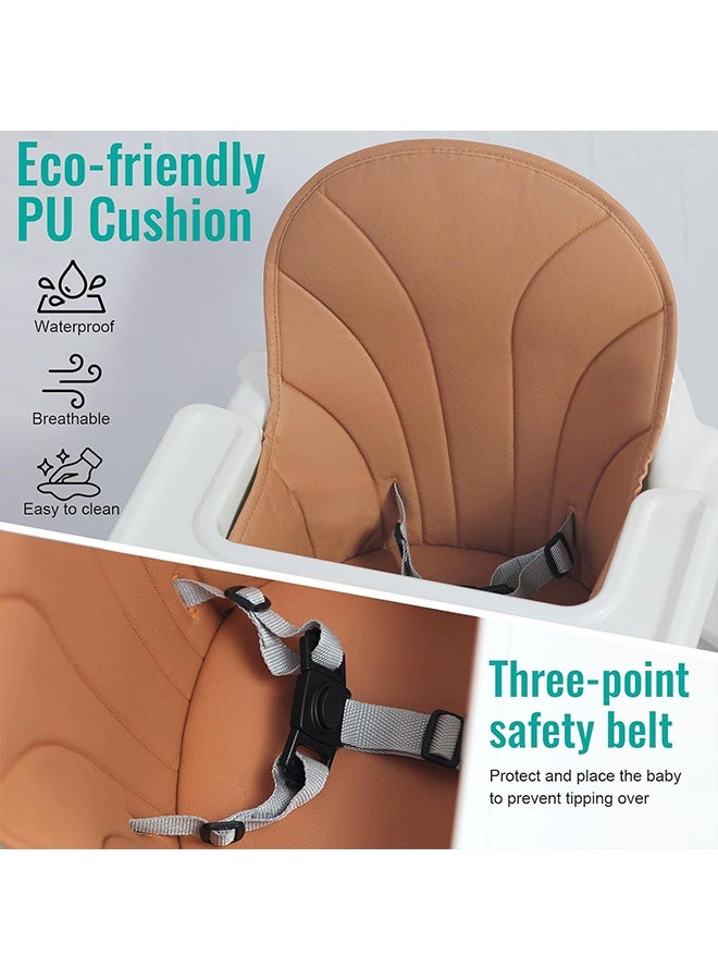 Beauenty 2 in 1 Baby High Chair with Removable Tray, Adjustable Height & Footrest, 3 Point Safety Belt, Ages 6 Months to 3 Years, White, Polypropylene, Metal - Image 4