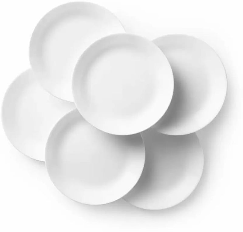 AWICKTIK Unbreakable 19 CM Light Weighted Round Half Size DinnerLunch Plastic Quarter Plates Set of 6 Pcs White - Image 1