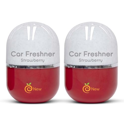 Enew RefreshDrive Twist-Activated Car Gel Air Freshener - Strawberry - Pack 2, Long-lasting Fragrance up to 30 Days, Auto Scent Diffuser with Easy On-Off, Odor Eliminator for Car Interior - Image 1