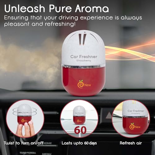 Enew RefreshDrive Twist-Activated Car Gel Air Freshener - Strawberry - Pack 2, Long-lasting Fragrance up to 30 Days, Auto Scent Diffuser with Easy On-Off, Odor Eliminator for Car Interior - Image 3