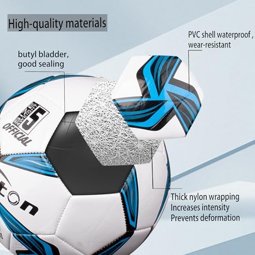 Senston Soccer Balls for Adult Training Ball Size 5 Official Match Football Balls with Pump - Image 2
