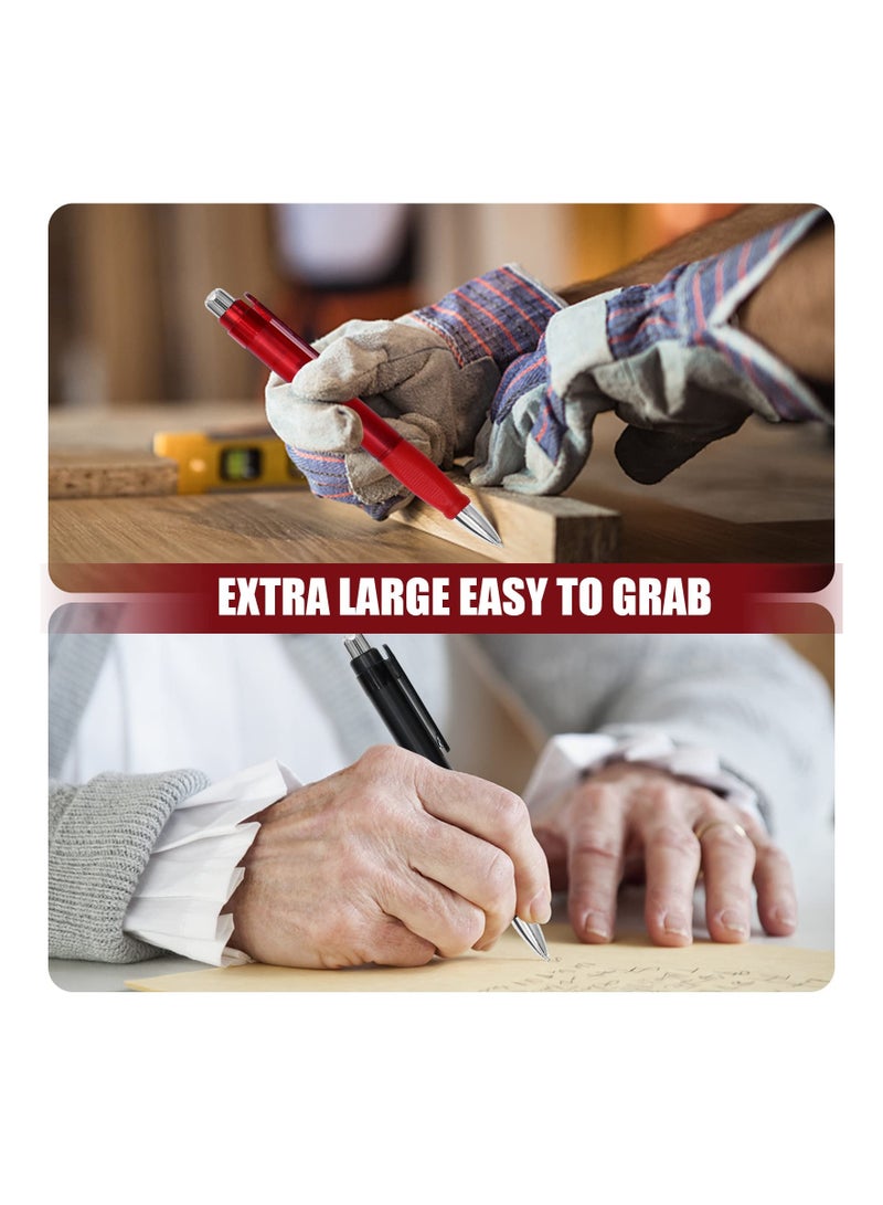 KASTWAVE 6 قطع أقلام حبر جاف ضخمة، أقلام سميكة سهلة الإمساك مع 10 قطع إعادة تعبئة، استقرار كتابة معزز لكبار السن المصابين بالتهاب المفاصل، قلم حبر أسود كبير قابل للسحب للمستودع، أقلام ضخمة هدايا حفلات مضحكة - Image 3