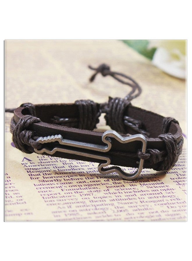 اكسوسامس سوار جيتار من Xusamss Fashion Music Jewelry مصنوع من الجلد وسوار حبل برباط - Image 4
