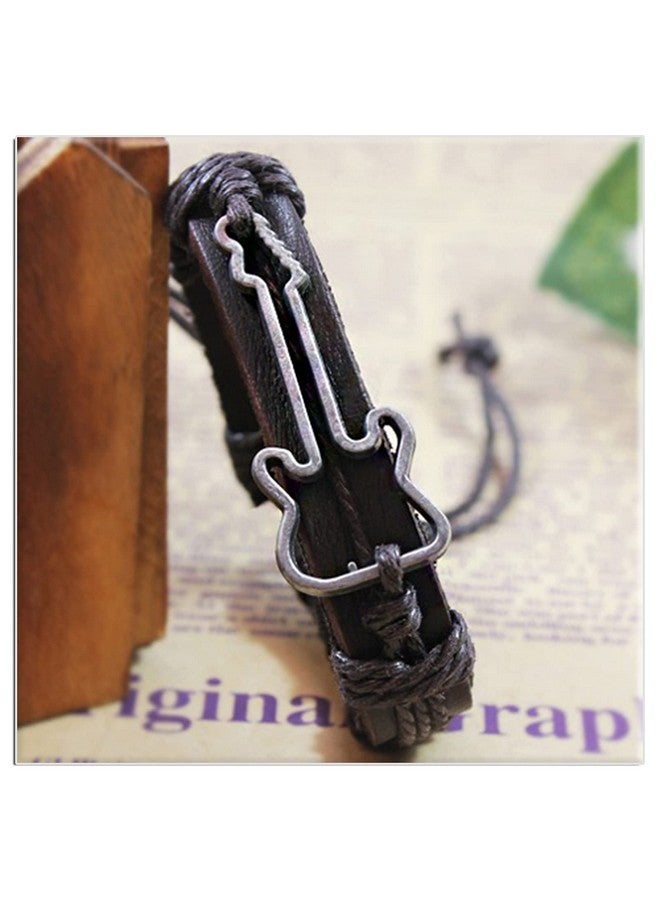 اكسوسامس سوار جيتار من Xusamss Fashion Music Jewelry مصنوع من الجلد وسوار حبل برباط - Image 5
