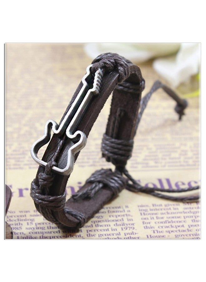 اكسوسامس سوار جيتار من Xusamss Fashion Music Jewelry مصنوع من الجلد وسوار حبل برباط - Image 3