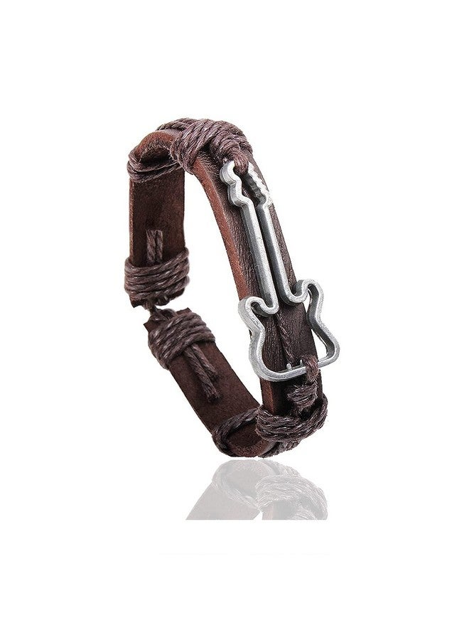 اكسوسامس سوار جيتار من Xusamss Fashion Music Jewelry مصنوع من الجلد وسوار حبل برباط - Image 1