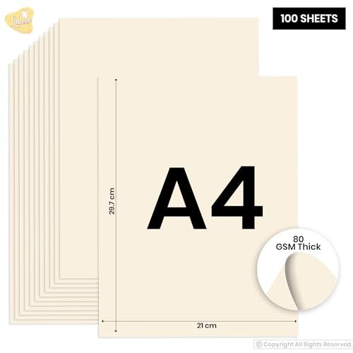 Lakeer A4 Pastel Color Paper- Ivory Colour, Pack of 100 Sheets | 80 GSM Thick for Arts and Crafts, Printing, DIY Projects, Etc - Image 3