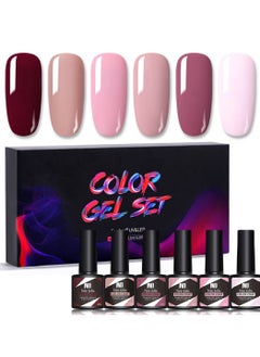 Nee Jolie Color Gel Set, 6Pcs Gel Nail Polish Kit, Soak Off UV LED Nail Lamp, Nail Art Design DIY Home Gift Set for Women Girl  - Image 1