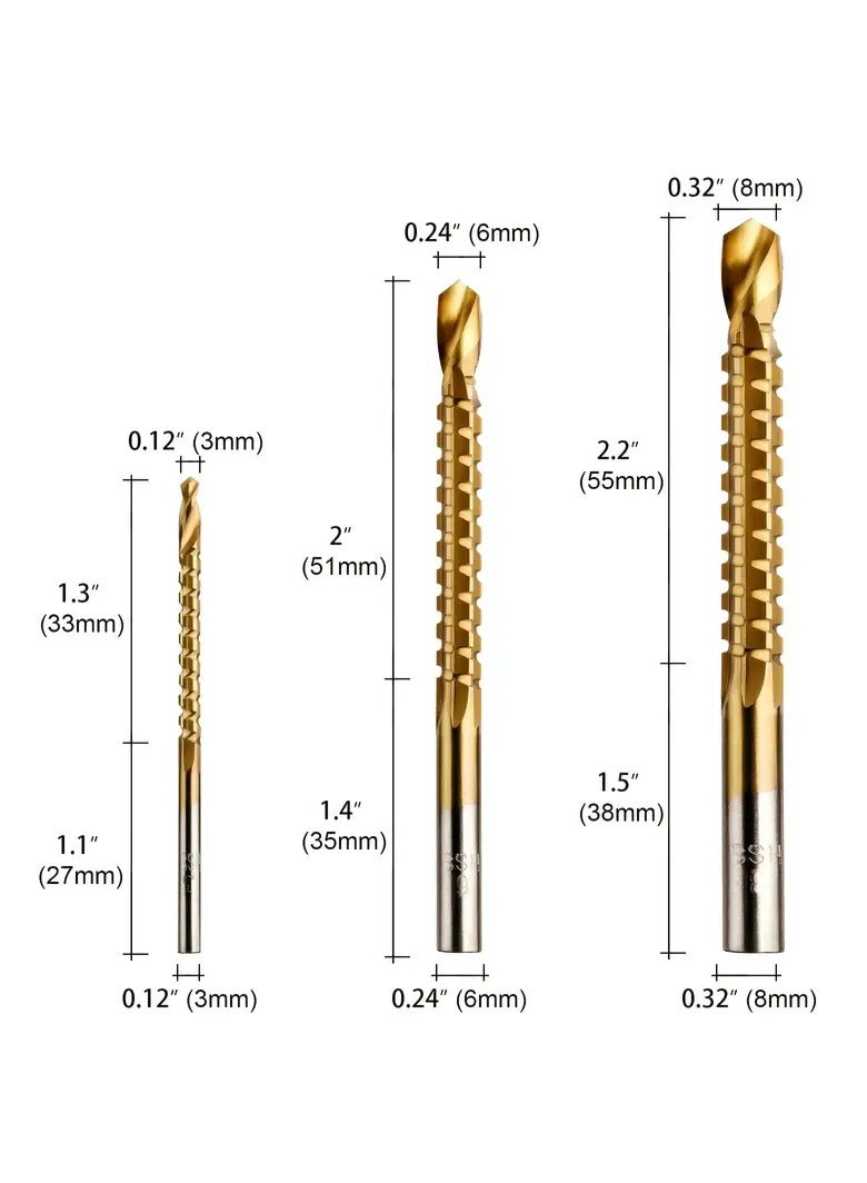 6pcs HSS Steel Step Drill Bit Set - 4-12/20/32mm Metal Hole Cutter Wood Cone Core Drilling Hole Saw Tool + 3, 6, 8 Saw Drill