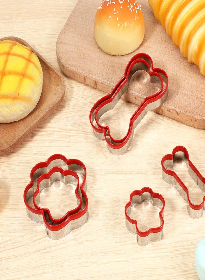 Macuezu 6 Pcs Dog Bone Cookie Cutters for Treats, Dog Bone & Paw Shapes Cookie Cutters Set, Stainless Steel Biscuit Mold with Soft Pvc Cover for Dogs Theme Party, Small Dogs Bones Cutter, Assorted Sizes - Image 4