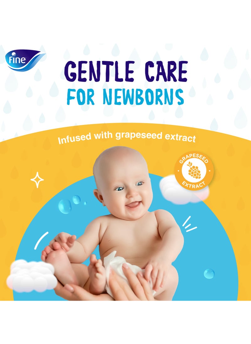 Fine Baby Water Wipes Grapeseed Extract 3 x 72 Wipes  - Image 3