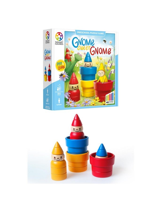 SmartGames Gnome Sweet Gnome Wooden Deduction Game for Ages 3-7 with 48 Challenges - Image 1