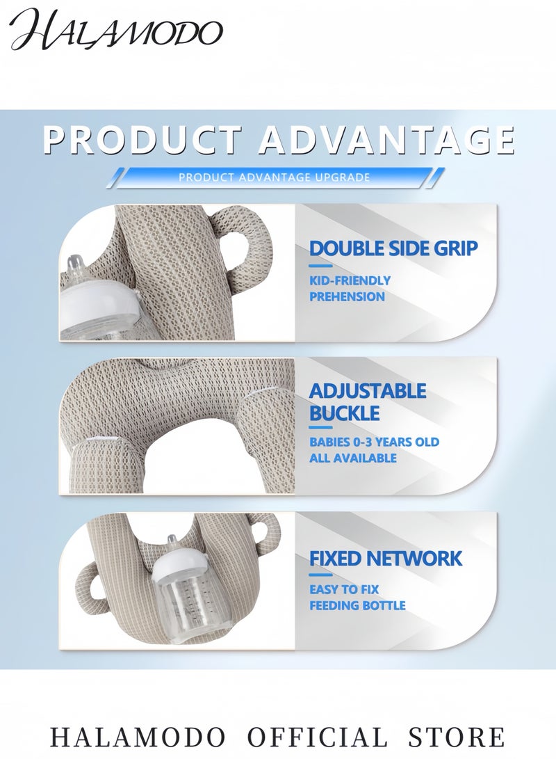 هالامودو حامل زجاجة الطفل القابل للتعديل وسادة تغذية يدوية وسادة دعم تغذية الأطفال المحمولة مستلزمات الرضاعة للأطفال حديثي الولادة - Image 4