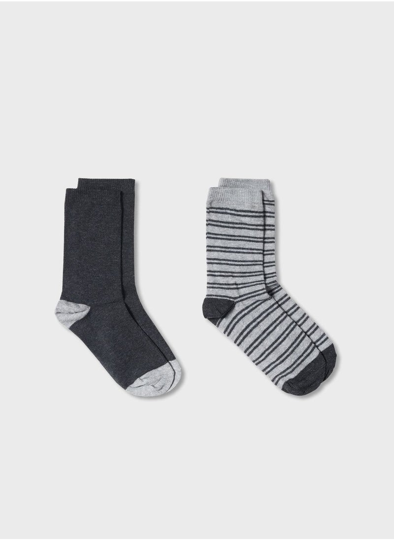 MANGO - Kids 2 Pack Assorted Crew Socks - Image 1