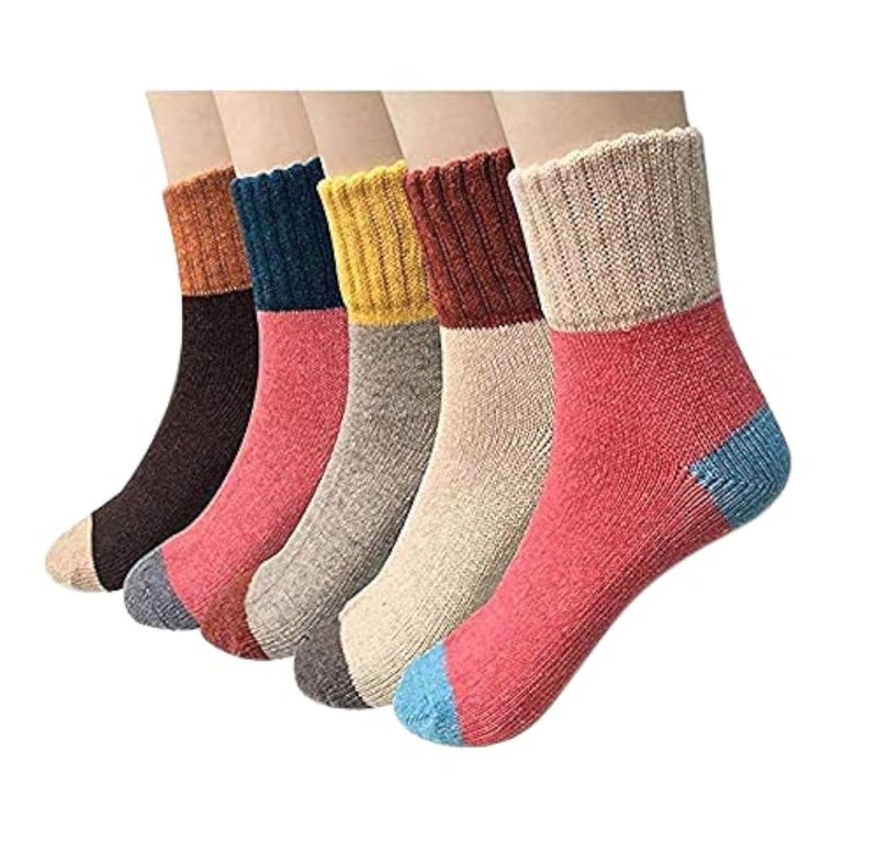 Aeoss Women's Polyester, Cotton Vintage Style Winter Knitting Warm Wool Crew Calf Length Socks, A-Wave (Free Size, Multicolor) -Pack of 2 Pairs - Image 5