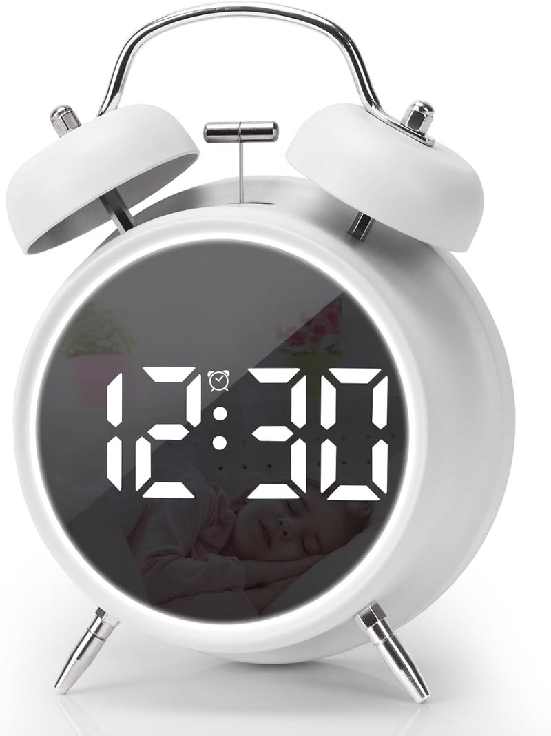 MORPICH Alarm Clock Rechargable Digital Alarm Clock TwinBell Night Light Easy to Set Very Loud for Teens and Senior Citizens Kids Alarm Clocks White - Image 1