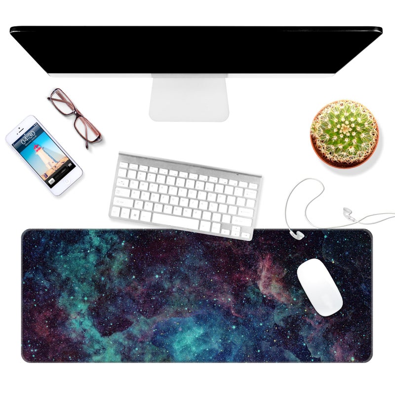 Dynippy Thin Extended Gaming Mouse Pad ï¼ˆ31.5 * 11.8 * 0.08 inchï¼‰ with Stitched Edges Large , Long XXL Keyboard and Mouse pad Desk Mat for Gaming Office & Home - Galaxy Space - Image 3