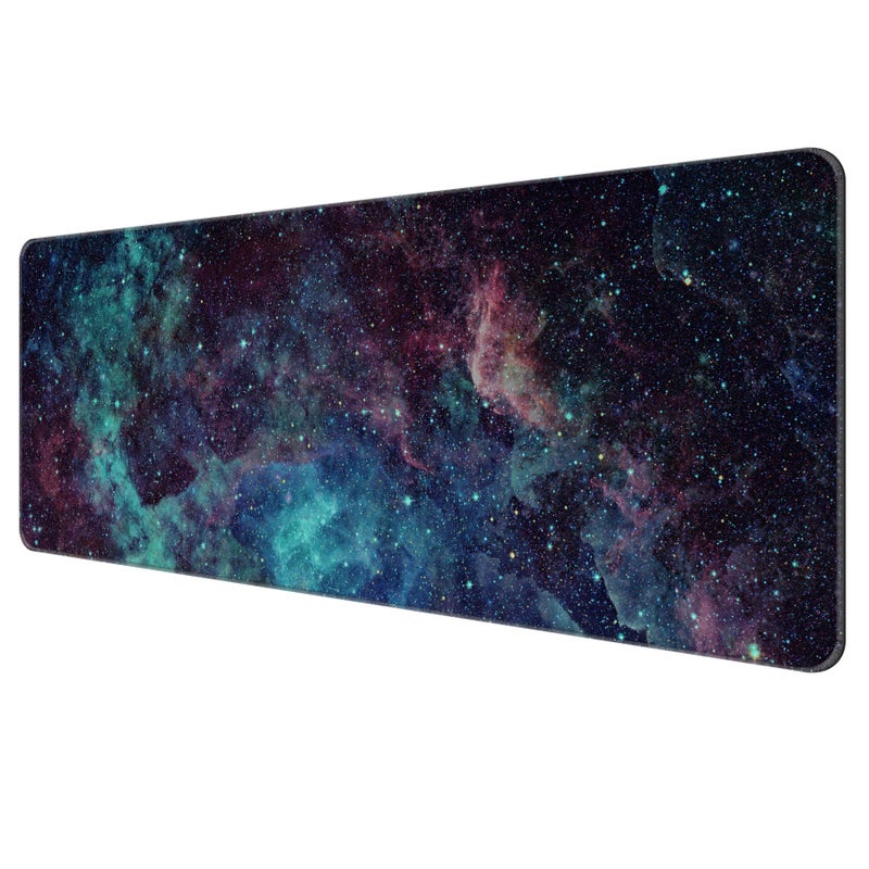 Dynippy Thin Extended Gaming Mouse Pad ï¼ˆ31.5 * 11.8 * 0.08 inchï¼‰ with Stitched Edges Large , Long XXL Keyboard and Mouse pad Desk Mat for Gaming Office & Home - Galaxy Space - Image 1