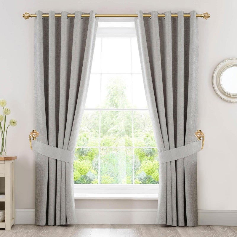 USFOOK 2 Pack Curtain Holdbacks, USFOOK Decorative Window Drapery Tiebacks (2 Pack/1 Pair), Curtain Tie Back Hooks for Wall with Gold Translucent Finials (3.95" L x 3.4" W) - Image 2