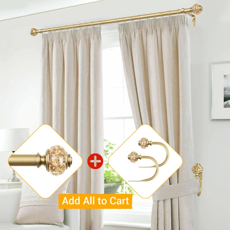 USFOOK 2 Pack Curtain Holdbacks, USFOOK Decorative Window Drapery Tiebacks (2 Pack/1 Pair), Curtain Tie Back Hooks for Wall with Gold Translucent Finials (3.95" L x 3.4" W) - Image 4