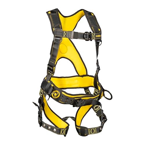 Guardian Fall Protection Guardian 21029 Cyclone Construction Harness with Waist Pad | Side D-Rings | OSHA & ANSI Compliant | Black/Yellow | Small - Image 1