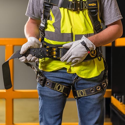 Guardian Fall Protection Guardian 21029 Cyclone Construction Harness with Waist Pad | Side D-Rings | OSHA & ANSI Compliant | Black/Yellow | Small - Image 3