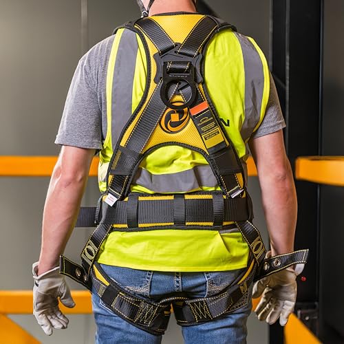 Guardian Fall Protection Guardian 21029 Cyclone Construction Harness with Waist Pad | Side D-Rings | OSHA & ANSI Compliant | Black/Yellow | Small - Image 5